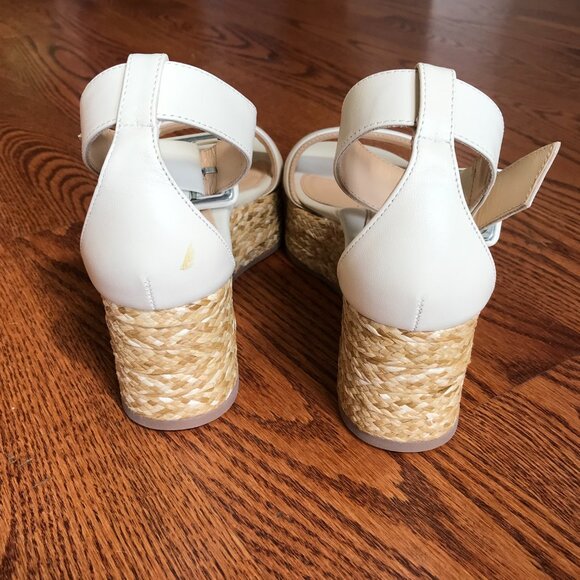 NEW Marion Parke Betsy Wedge Sandals Espadrilles Womens 36 6 Ivory Leather NIB - Picture 5 of 9